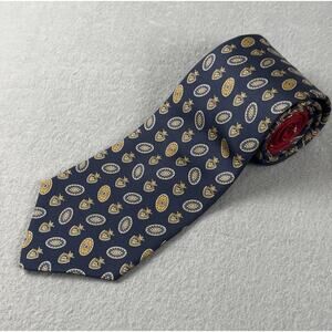 Vintage Tommy Hilfiger 100% Italian Silk Crest Medallion Tie Preppy Navy Red